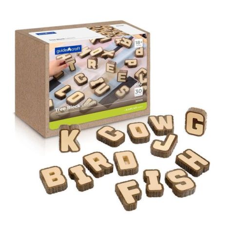 Litere cu aspect de scoarta de copac, 36 piese, Guidecraft - imagine 7